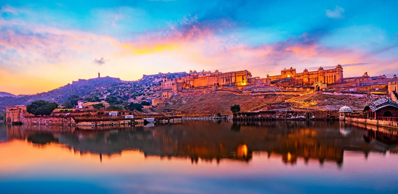 Amber Fort and Maota Lake Jaipur Rajasthan India